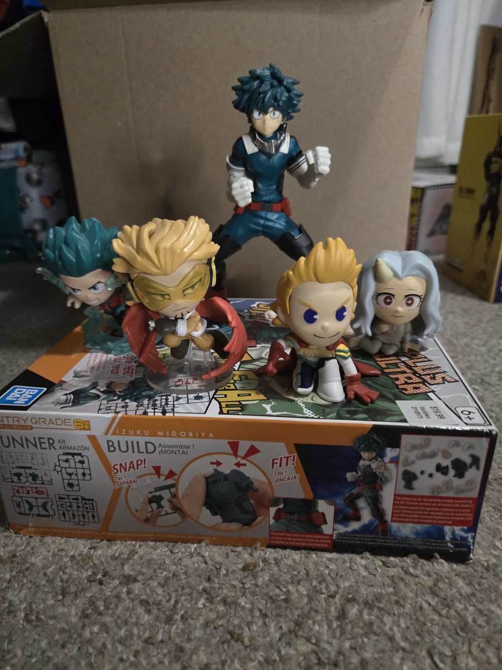 My Hero Academia Chibi Figure Set – Green, Yellow & Gray Characters